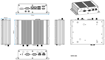 Mechanical Drawing - VIA Technologies AMOS-3007 Industrial Box PC